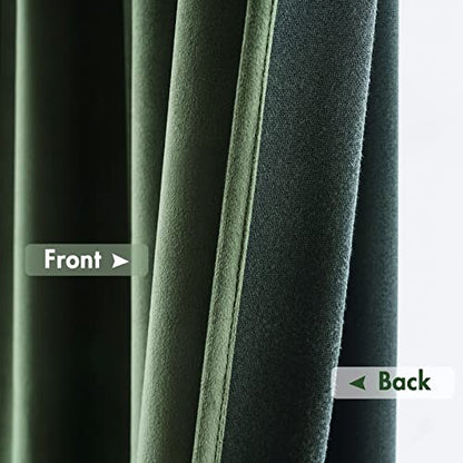 MIULEE Olive Green Blackout Velvet Curtains Drapes 63 Inch Long 52"x63" - color: Olive Green, size: 52"W x 63"L (Pack of 2)