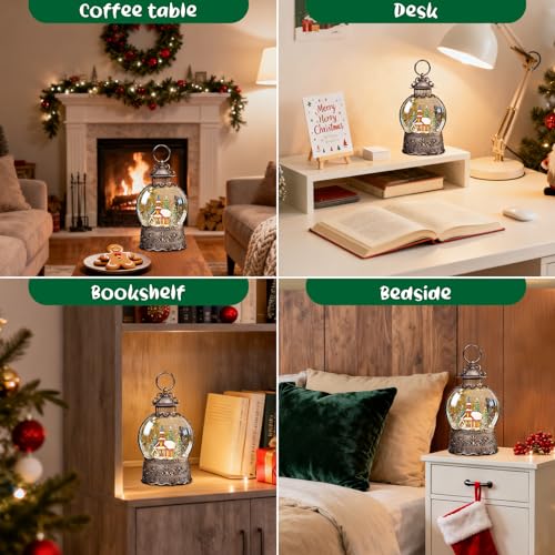SUNFACE Christmas Snow Globe Lantern, Church Tree Nativity Scene Light Up Musical Snow Globes with 6H Timer, 3 AA Battery & USB Powered, Glitter Globe for Indoor for Kids Women Adults - color: Church Manger 125