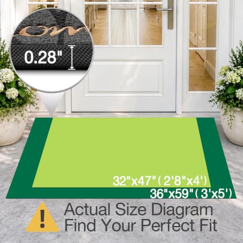 LUMI Outside Welcome Door Mat 32x47, Non-Slip Heavy Duty Dirt Trapper, Grey - color: Grey Gold Monstera, size: 32"x47"