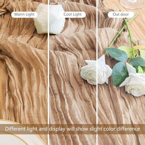 Cheesecloth Table Runner 10FT Nude Boho Gauze Rustic Sheer Table Runners - color: Nude, size: 1 Pack