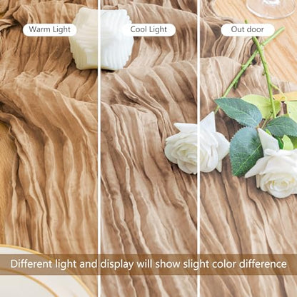Cheesecloth Table Runner 10FT Nude Boho Gauze Rustic Sheer Table Runners - color: Nude, size: 1 Pack