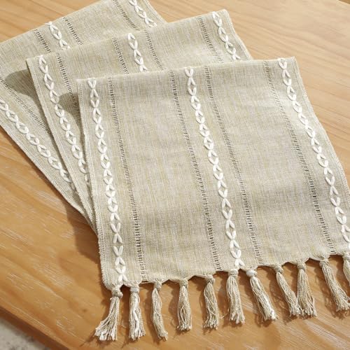 Wracra Rustic Linen Table Runner, Coffee Table Runners 36 inches Long - color: Hemstitched Coffee, size: 13"×36"