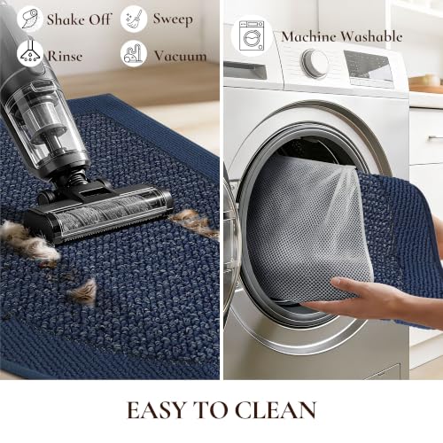 Dirt Trapper Door Mats 17" x 30", Non-Slip & Washable, Blue - color: Blue, size: 17" X 30" (Semicircular)
