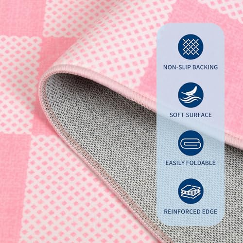 GarveeHome Checkered Pink 8x10 Area Rugs for Living Room Bedroom - color: Blush Pink, size: 8' x 10' (Rectangular)