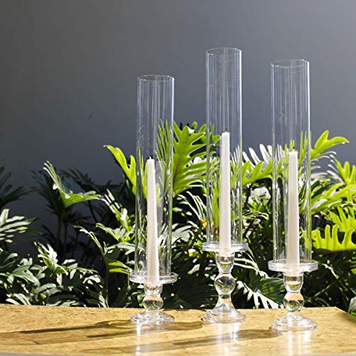 CYS EXCEL 6 PCS (H:18" D:2.5") Open Ended Glass Hurricane Candleholder Tube Shade | Multiple Size Choices Open Flame Candle Chimney Tube Cover | Bottomless Cylinder - size: 2.5" wide x 18" tall