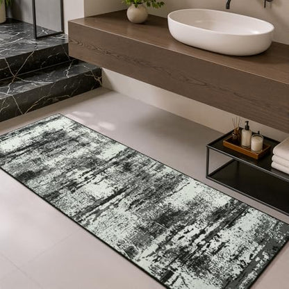 Merelax 2x6 Hallway Runner Rug Washable Non-Slip Black White Low Pile Rugs - color: Black White, size: 2' x 6'(24''x72'')