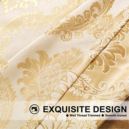 ELKCA Golden Jacquard Swag Waterfall Valance Luxury Curtain Valance for Living Room (Damask-Golden, W59 Inch, 1 Panel) - color: Valance,damask-golden, size: 59"W x 43"L (Pack of 1)