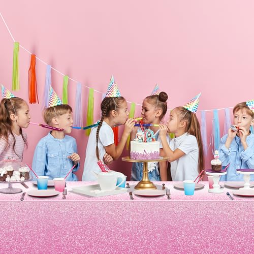 FunnyPars 3 Pack Ombre Pink Plastic Tablecloth for Parties,Gradient Pastel Pink Disposable Tablecloths Rectangle Tables,Light Pink Sprinkle Table Cover Wedding Birthday Anniversary Party,54x108Inch - color: Pink, size: 108" x 54" (3 Pack)
