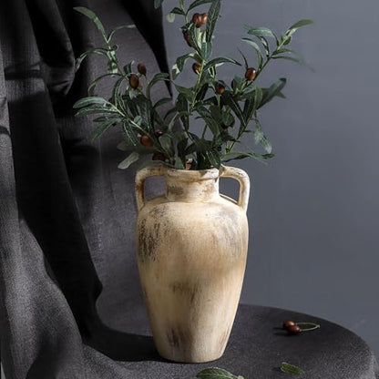 Ceramic Flower Vase, 11.41 Inch Tall Farmhouse Vase with Handles - color: 103-11.4in