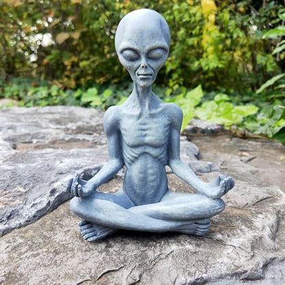 Alien Statue, Meditation Yoga Alien Figure, 6.3"H Resin UFO Alien Sculpture