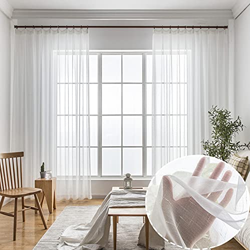 Off White Sheer 80 Inch Curtains & Drapes Long Pinch Pleat Thin Transparent - color: Off White, size: 54"W x 80"L (Pack of 2)