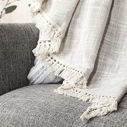 Beda Home Tassel Linen Textured Swag Curtain Valance, Nature, 36 x 63 in - color: Nature, size: 36"W x 63"L (Pack of 2)