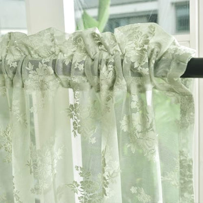 Kotile Light Sage Green Sheer Valance Curain for Window 52x18 Inch 1 Panel - color: Sage Green