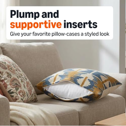 Amazon Basics Throw Pillow Insert, Down Alternative Fiberfill , Hypoallergenic, Machine Washable, 18 Inch, 4-Pack, for Sofa Bed Couch - size: 18 x 18 inches, style: 4 Pack