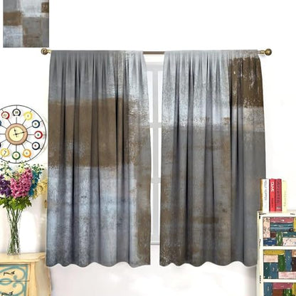 Rustic Curtains Tan Brown Grey Abstract Pattern Blackout Print Rod Pocket Window Drapes for Bedroom Living Room 42x45in - color: Rustic-8, size: 21"W x 45"L (Pack of 2)