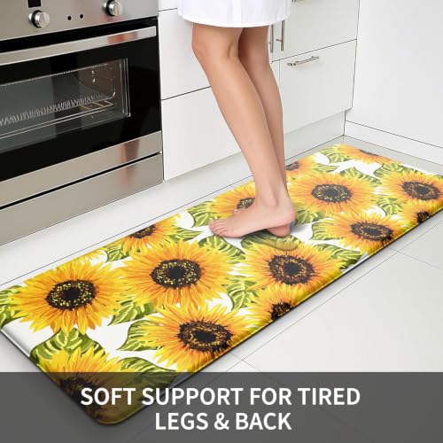 MAYHMYO Sunflower Kitchen Decor Mat Set, 2PC Kitchen Mats, Anti Fatigue - color: Sunflower