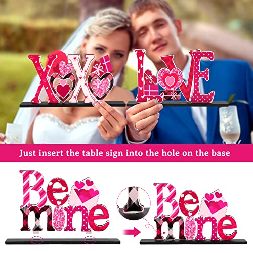 Valentine's Day Decorations Romantic Tabletop Centerpiece Signs Love Wooden Table Sign Valentines Decorations for Home Decor Gift Dining Room Table Wedding Anniversary Party - style: Valentines decorations