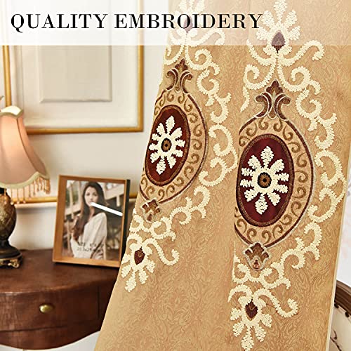 VOGOL Simple Chenille Curtains, Jacquard Blackout Window Elegance Drapes/Panels/Treatments for Bedroom Living Room, 42x63, Top Grommets, 2 Panels - color: Coffee-curtain, size: 42"W x 63"L (Pack of 2)