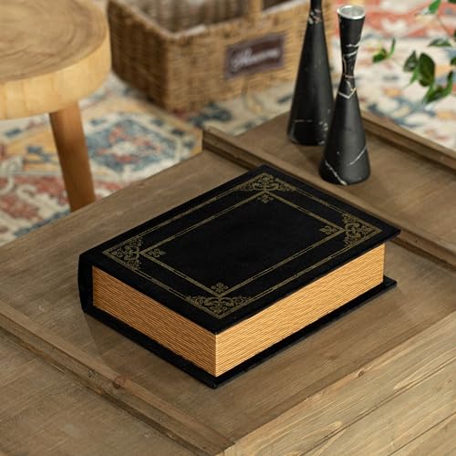 Vintiquewise Decorative Vintage Book Shaped Trinket Storage Box - Black - color: Black