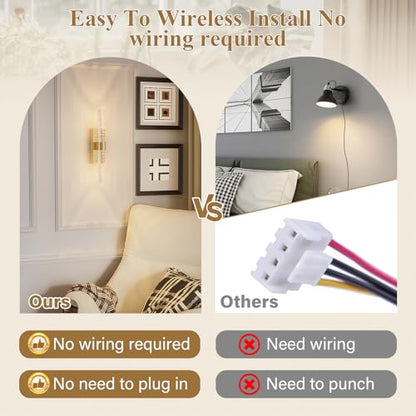 camuucci Battery Operated Wall Sconces Set of 2, Rechargeable Wall Lights - color: Gold, size: 15.3 Inches