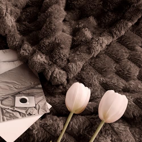 Excervent Big 3D Clouds Stylish Blanket for Bed, 50x70 Inches, Brown - color: Brown-l, size: 50"x70"