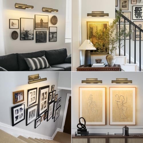Art Picture Wall Sconce,Linear Artwork Display Wall Lights - color: Antique Brass, size: 18"-3 Bulbs