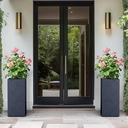 Kante Accent Column Square Charcoal Concrete Planter 23.6" H, Outdoor - color: Dark Gray, size: 23.6" H