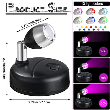 Hortsun 6 Pack Battery Operated LED Wireless Spotlight, 13 Color RGB, Black - color: Black, style: Battery Powered