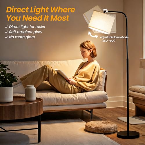 Arc Floor Lamp with Remote and Dimmable Black Floor lamps for Living Room - color: Black