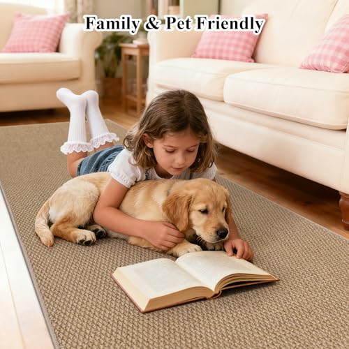 HEBE Washable Runner Rug 2'x8', Non Slip Low-Pile Hallway Rugs Runner - color: Tan, size: 2' x 8' (Rectangular)