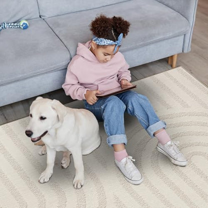 LUXE WEAVERS Modern Geometric High Low Area Rug Cream 8x10 - color: Cream, size: 8' x 10' (Rectangular)