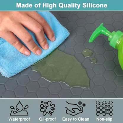 Waterproof Under Sink Mat, 28" x 19" Silicone Under Sink Mats Gray - color: Gray, size: 28" x 19"