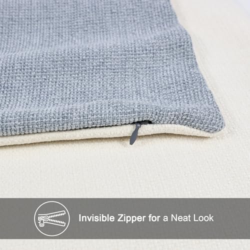 Chambray Chenille Throw Pillow Covers 14x20 Inch Pack of 2 - color: Chambray,cream, size: 20" x 14" (Pack of 2)