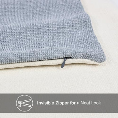 Chambray Chenille Throw Pillow Covers 14x20 Inch Pack of 2 - color: Chambray,cream, size: 20" x 14" (Pack of 2)
