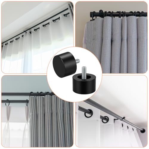 LEIFIDE 4 Pack Curtain Rod Finials Curtain Rod End Cap Finials for Curtains Rods of 7/8 and 1 Inch Diameter (Black) - color: Black
