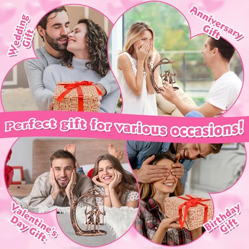 Kresecioo Anniversary Wedding Gifts for Couple/Her - Romantic Couple Statue in Love, Antique Bronze Metal Figurine Sweet Loving Together Iron Sculpture Decor, for Wife Husband Birthday Gifts - color: Antique Bronze, size: Swing Couple
