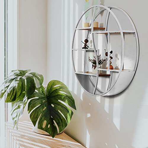 Round Wall Shelf,Decorative Circle Floating Shelves - color: Silver
