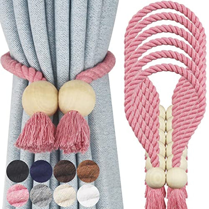 Magnetic Curtain Tiebacks Decorative Tie Back Drapes Holdbacks Nieffeiy - color: Pink