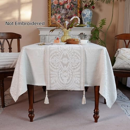 Beige Table Runner Rustic Farmhouse Dresser Scarf, 14"x56" - color: Beige, size: 14 x 56 Inches