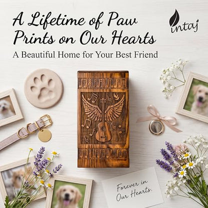 Guitar Wings Wooden Keepsake Urn for Human Ashes, 20 Cu in, Rosewood - color: Rosewood, size: Keepsake (20 Cu In, Share of Ashes)