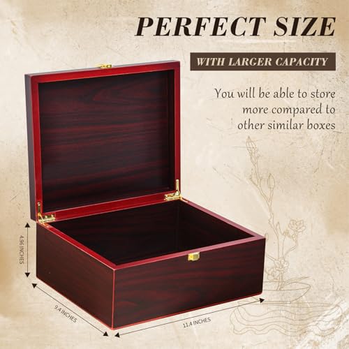 Tree of Life Red Wooden Keepsake Box - Large Decorative Storage Box with Lid
