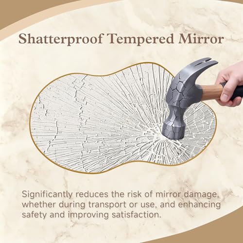 Irregular Asymmetrical Wall Mirror 26x48" with Modern Aluminum Alloy Frame - color: Gold, size: 26"L x 48"W