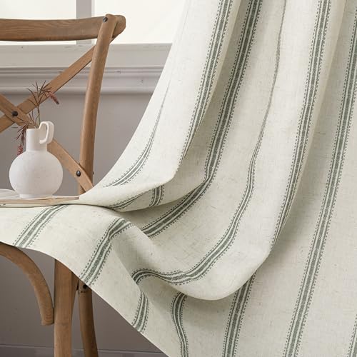 DriftAway Farmhouse Stripe Blackout Curtains, Grommet, W52xL36, Loden Green - color: G Loden Green Stripe, size: 52"W x 36"L (Pack of 2)