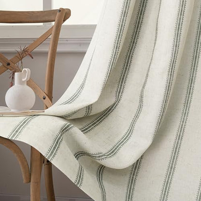 DriftAway Farmhouse Stripe Blackout Curtains, Grommet, W52xL36, Loden Green - color: G Loden Green Stripe, size: 52"W x 36"L (Pack of 2)