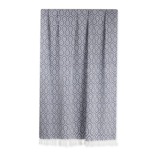 DII Modern Cotton Geometric Blanket Throw with Fringe for Chair, Couch, Picnic, Camping, Beach, & Keep Cozy with Everyday Use, 50x60, French Blue - color: French Blue, size: 50x60"