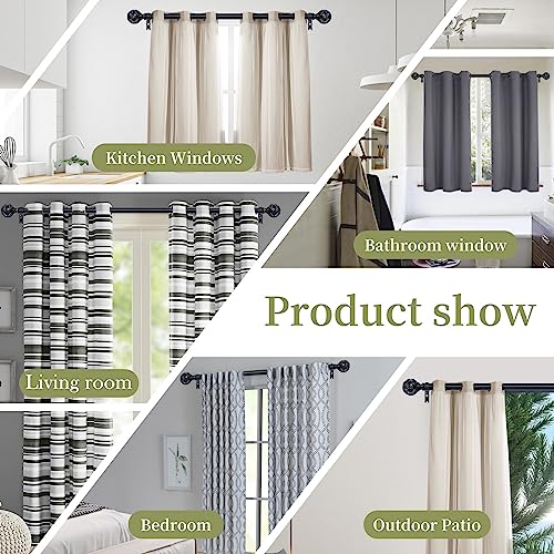 TANGWIN Farmhouse Curtain Rod Adjustable 18-45",1" Heavy Duty Boho,Black - color: Matte Black, size: 18-45" & 1pack