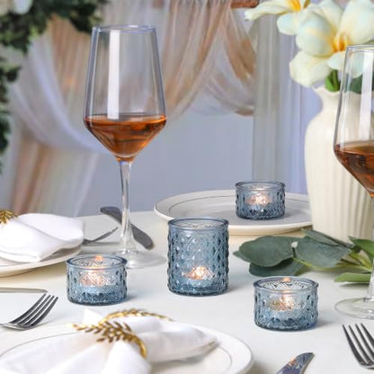 36 Pack Blue Tealight Candle Holders, Glass Votive Candle Holders - color: Blue