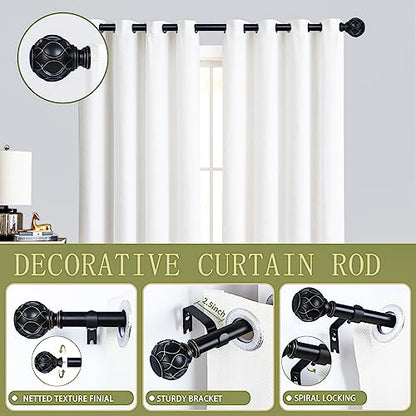 TANGWIN Farmhouse Curtain Rod Adjustable 18-45",1" Heavy Duty Boho,Black - color: Matte Black, size: 18-45" & 1pack