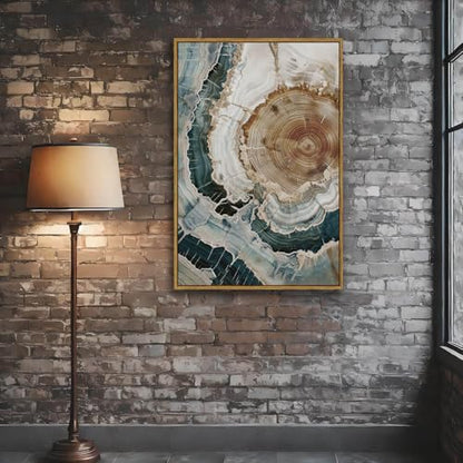 BingruiArt Faux Wood Tree Ring 06 Canvas Wall Art 24x36 Framed - color: Tree Ring - 06, size: 36"L x 24"W