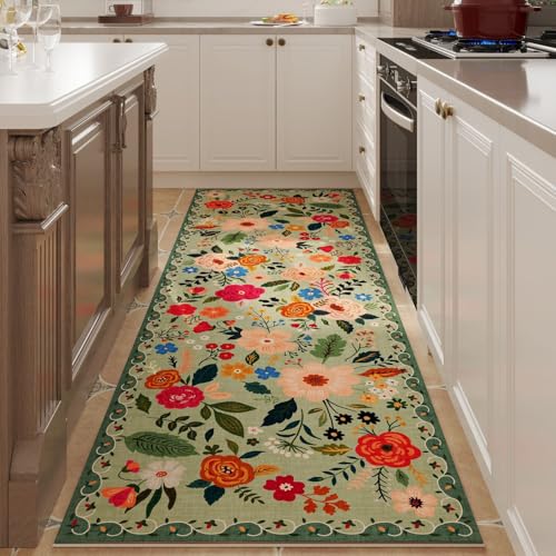 Rugcomf Runner Rug 2x5 Washable, Green - color: Green, size: 2' x 5' (Rectangular)